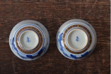 アンティーク雑貨　昭和初期　九谷美山造　猪口高杯など4組セット(色絵金彩、酒器)(R-043467)