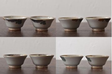 アンティーク雑貨　昭和初期　九谷美山造　猪口高杯など4組セット(色絵金彩、酒器)(R-043467)