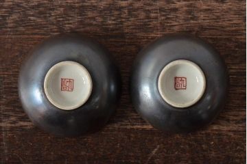 アンティーク雑貨　昭和初期　九谷美山造　猪口高杯など4組セット(色絵金彩、酒器)(R-043467)