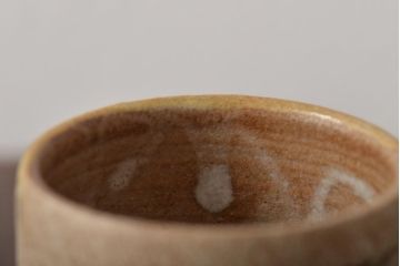 未使用　笠間焼　中野晃嗣　草文夫婦湯呑(共箱、和食器)(R-043469)