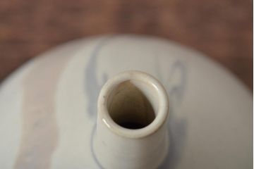 アンティーク雑貨　荒田耕治　笠間焼　墨流一輪差(花瓶、共箱)(R-043470)