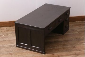 アンティーク家具　和製アンティーク　大正昭和初期　栗材　天板一枚板　木の魅力をたっぷり楽しめる文机(ローテーブル、片袖机)(R-043471)