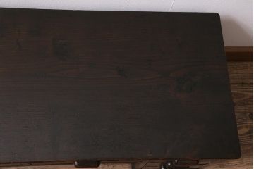 アンティーク家具　和製アンティーク　大正昭和初期　栗材　天板一枚板　木の魅力をたっぷり楽しめる文机(ローテーブル、片袖机)(R-043471)