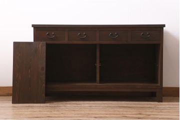 ラフジュ工房オリジナル　古建具リメイク　引き出し付き　明治大正期の味わい深いアンティーク建具を使ったローボード(テレビ台、収納棚、戸棚)(R-043472)
