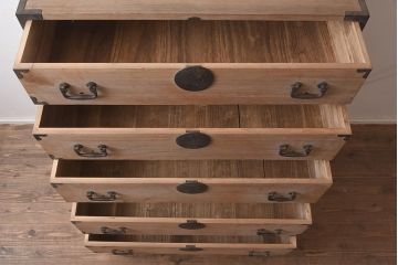 アンティーク家具　5杯　新潟産　総桐材　シンプルな重ねの衣装箪笥(引き出し、桐箪笥、桐たんす)(R-043485)