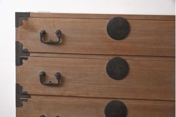 アンティーク家具　5杯　新潟産　総桐材　シンプルな重ねの衣装箪笥(引き出し、桐箪笥、桐たんす)(R-043485)