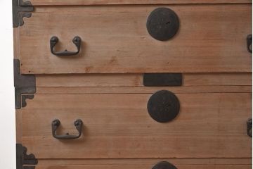 アンティーク家具　5杯　新潟産　総桐材　シンプルな重ねの衣装箪笥(引き出し、桐箪笥、桐たんす)(R-043485)