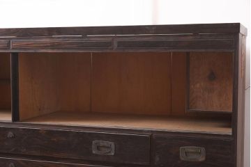 アンティーク家具　和製アンティーク　昭和初期　前面縞黒檀　モダンな空気が薫るサイドボード(収納棚、戸棚、リビングボード)(R-043488)