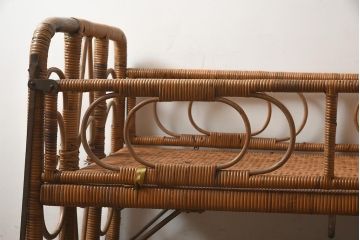 レトロ家具　銀座三越　籐　味のある昭和レトロなベビーベッド(R-043498)