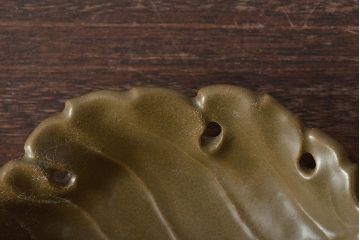 古い平安萬珠堂　葉形向付10客(葉皿)(R-043504)