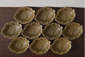 古い平安萬珠堂　葉形向付10客(葉皿)(R-043504)