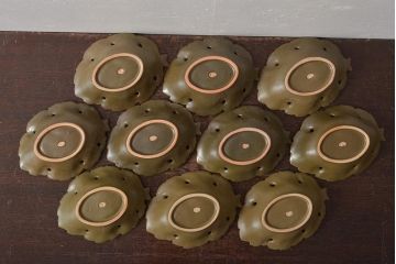 古い平安萬珠堂　葉形向付10客(葉皿)(R-043504)