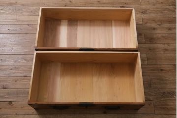 アンティーク家具　時代箪笥リメイク　ヒノキ材　棚付きの和風サイドボード(衣装箪笥)(R-043507)