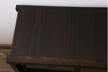 アンティーク家具　引き出し付き　木味が魅力の鉄脚リビングボード(ガラス戸棚、収納棚、キャビネット)(R-043508)