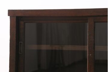 アンティーク家具　引き出し付き　木味が魅力の鉄脚リビングボード(ガラス戸棚、収納棚、キャビネット)(R-043508)