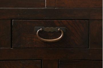 アンティーク家具　引き出し付き　木味が魅力の鉄脚リビングボード(ガラス戸棚、収納棚、キャビネット)(R-043508)