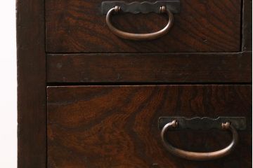 アンティーク家具　引き出し付き　木味が魅力の鉄脚リビングボード(ガラス戸棚、収納棚、キャビネット)(R-043508)