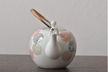 昭和期　古いノリタケ(日本陶器、日陶、則武、Noritake)　急須・湯呑み5客セット　箱付(湯のみ、茶器)(R-043510)