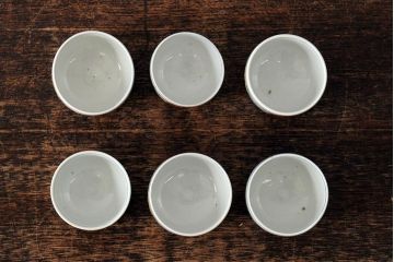アンティーク雑貨　江戸期　古伊万里　丸福色絵猪口6個(酒器向付)(R-043511)