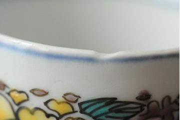 アンティーク雑貨　江戸期　古伊万里　丸福色絵猪口5個(酒器向付)(R-043512)