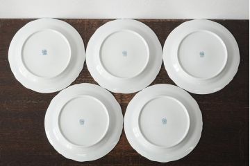 中古　ハンガリー　HOLLOHAZA(ホロハーザ)　Magnolia(マグノリア)　22.5cm　プレート5枚セット(皿、洋食器)(R-043513)