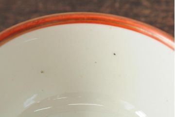 アンティーク雑貨　明治期　九谷焼赤絵蓋茶碗3客(和食器)(R-043515)