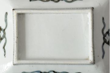 アンティーク雑貨　江戸期　古伊万里　色絵染付櫛高台角皿5枚(鍋島長皿、和食器)(R-043516)