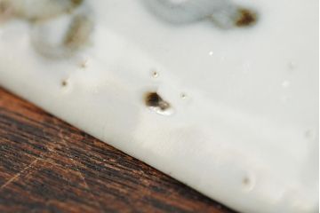 アンティーク雑貨　江戸期　古伊万里　色絵染付櫛高台角皿5枚(鍋島長皿、和食器)(R-043516)