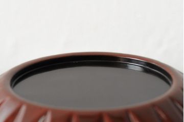 箱付き　昭和初期　平安象彦　鶴蒔絵　菊型菓子鉢(漆器)(R-043518)