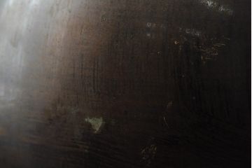 アンティーク雑貨　大正昭和初期　花に富士山図　銀象嵌彫金花瓶(菅原作蔵、花器、フラワーベース)(R-043519)