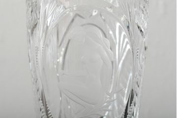 アンティーク雑貨　クリスタル　裸婦花瓶(ボヘミアガラス、花器、フラワーベース)(R-043521)