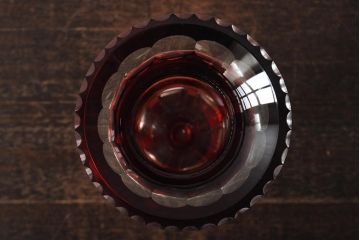 ヨーロッパアンティーク　カットガラス　切子　銀(シルバー)?　フラワーベース(花瓶、花器、ボヘミアガラス?)(R-043523)