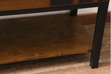 アンティーク家具　時代箪笥リメイク　ヒノキ材　棚付きの和風サイドボード(衣装箪笥)(R-043528)