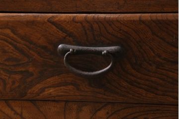 アンティーク家具　前面ケヤキ材　引き出し付き　上品なつくりの和風キャビネット(水屋箪笥、収納棚)(R-043530)