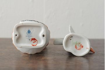 ハンガリー　HOLLOHAZA(ホロハーザ)　少女とカモメの陶器人形2個セット(オブジェ、置き物)(R-043541)