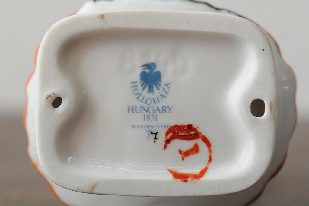 ハンガリー　HOLLOHAZA(ホロハーザ)　少女とカモメの陶器人形2個セット(オブジェ、置き物)(R-043541)