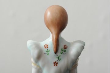 ハンガリー　HOLLOHAZA(ホロハーザ)　少女とカモメの陶器人形2個セット(オブジェ、置き物)(R-043541)