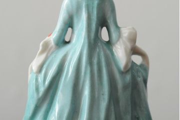 ドイツ　Sitzendorfer Porzellanmanufaktur(?)　花と少女/ウィーン　AUGARTEN(アウガルテン?)　貴婦人(フィギュリン、陶器人形、置き物、2点セット)(R-043542)