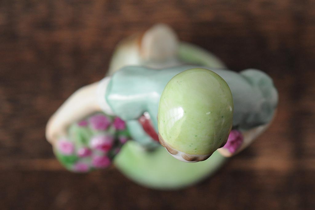 ハンガリー　HEREND(ヘレンド)　少女と鳥の置物2個セット(フィギリン、人形、西洋陶磁器)(R-043544)