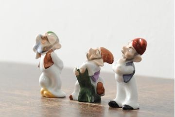 ハンガリー　HEREND(ヘレンド)　小人の置物3個セット(フィギリン、人形、西洋陶磁器)(R-043545)