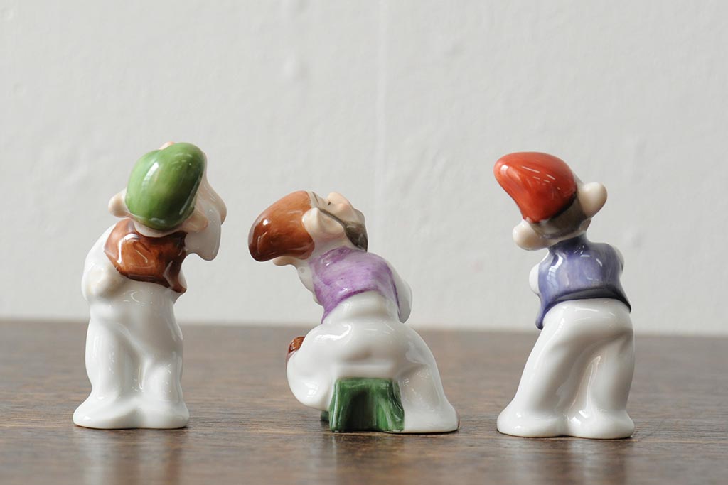 ハンガリー　HEREND(ヘレンド)　小人の置物3個セット(フィギリン、人形、西洋陶磁器)(R-043545)