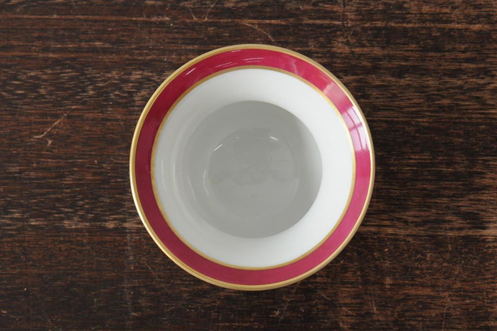 ハンガリー　HEREND(ヘレンド)　RO　ロスチャイルドバードと赤いラインが美しい花瓶2個セット(フラワーベース、西洋陶磁器)(R-043546)