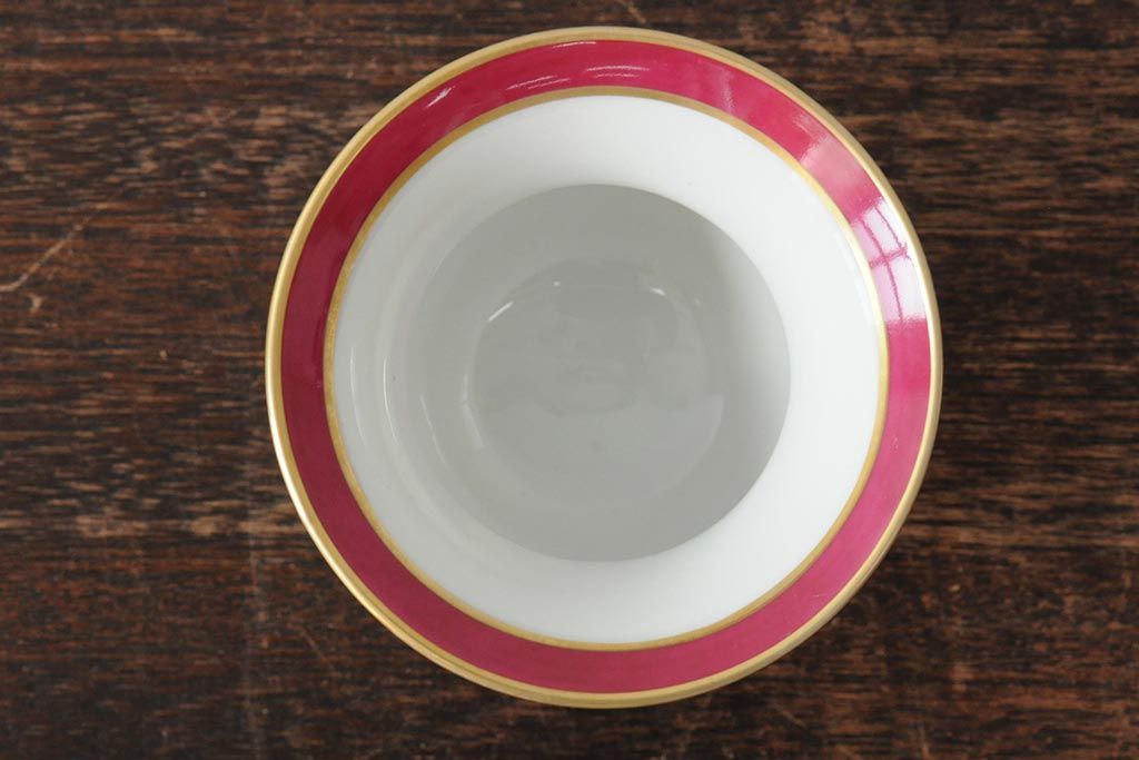 ハンガリー　HEREND(ヘレンド)　RO　ロスチャイルドバードと赤いラインが美しい花瓶2個セット(フラワーベース、西洋陶磁器)(R-043546)