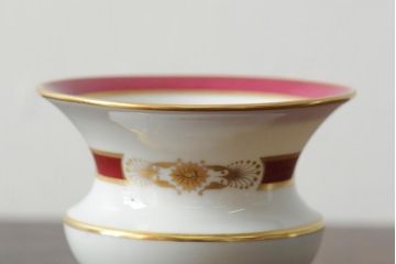 ハンガリー　HEREND(ヘレンド)　RO　ロスチャイルドバードと赤いラインが美しい花瓶2個セット(フラワーベース、西洋陶磁器)(R-043546)