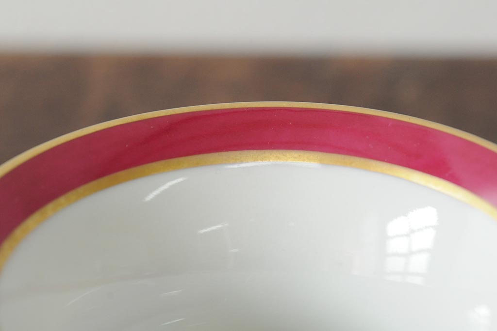 ハンガリー　HEREND(ヘレンド)　RO　ロスチャイルドバードと赤いラインが美しい花瓶2個セット(フラワーベース、西洋陶磁器)(R-043546)