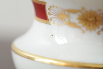 ハンガリー　HEREND(ヘレンド)　RO　ロスチャイルドバードと赤いラインが美しい花瓶2個セット(フラワーベース、西洋陶磁器)(R-043546)