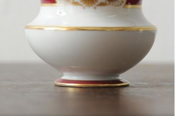 ハンガリー　HEREND(ヘレンド)　RO　ロスチャイルドバードと赤いラインが美しい花瓶2個セット(フラワーベース、西洋陶磁器)(R-043546)