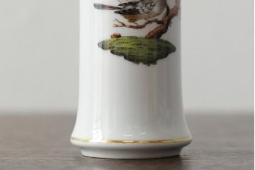 ハンガリー　HEREND(ヘレンド)　RO　ロスチャイルドバードと赤いラインが美しい花瓶2個セット(フラワーベース、西洋陶磁器)(R-043546)