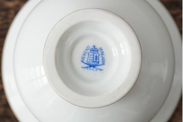 ハンガリー　HEREND(ヘレンド)　RO　ロスチャイルドバードと赤いラインが美しい花瓶2個セット(フラワーベース、西洋陶磁器)(R-043546)