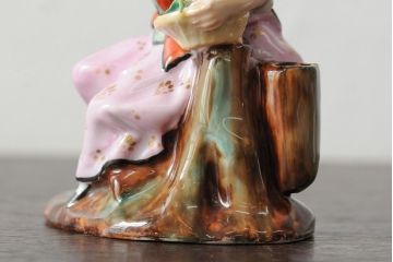 アンティーク雑貨　民族衣装　マジシャン　人物　陶器の置物3点セット(オブジェ、ペン立て、小物入れ、ディスプレイ雑貨)(R-043550)